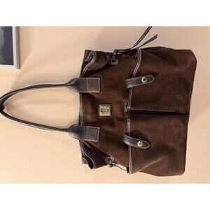 Dooney & Bourke Brown Suede Leather Tote Bag